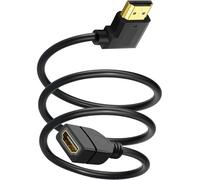 SAISN HDMI Extension Cable Left Angle 1.5 Feet 4K HDMI Extender Cable Male to Female Adapter Cord 90 Degree HD Video Converter Short Wire for Monitor, Laptop, Projector, HDTV