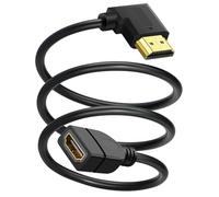 SAISN HDMI Extension Cable Right Angle 1.5 Feet 4K HDMI Extender Cable Male to Female Adapter Cord 90 Degree HD Video Converter Short Wire for Monitor, Laptop, Projector, HDTV