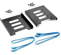 SAISN Mounting Bracket Adapter HDD SSD 2.5 to 3.5 Adapter Hard Drive Holder (2 Pack + Blue SATA II Cables)
