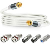 SAISN RG6 Coaxial Cable Connector TV Antenna Cable Wire with F81 BNC F Type Extension Adapter, Double Shield Digital Coax Cable Low Loss High Speed A/V Cable Cord for TV in White (16 Feet)