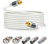 SAISN RG6 Coaxial Cable Connector TV Antenna Cable Wire with F81 BNC F Type Extension Adapter, Double Shield Digital Coax Cable Low Loss High Speed A/V Cable Cord for TV in White (32 Feet)