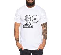 Saitama OK Men's T-Shirt Saitama Punch one Anime Manga, Größe2:Medium, Farbe2:White