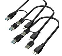 SaiTech IT 1 feet USB 3.0 Dual Power Y Shape Type A to Micro B high Speed Upto 5 Gbps Data Transfer Cable for External Hard Drives (3 Pack) (35cm - 1Feet - 0.35M)