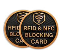 SaiTech IT 2 Pack Round Shape RFID Blocking Card, NFC Contactless Bank Debit Credit Card Protector ID ATM Guard Card Blocker - Black