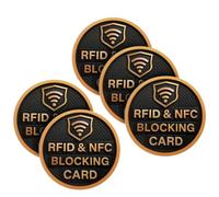SaiTech IT 5 Pack Round Shape RFID Blocking Card, NFC Contactless Bank Debit Credit Card Protector ID ATM Guard Card Blocker - Black
