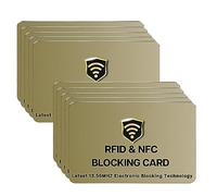 SAITECH IT RFID Blocking Card, 10 Pack Premium Contactless NFC Debit Credit Card Passport Shield Protector Blocker Set for Men & Women, Smart Slim Design Perfectly for Wallet/Purse - Golden