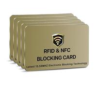 SAITECH IT RFID Blocking Card, 5 Pack Premium Contactless NFC Debit Credit Card Passport Shield Protector Blocker Set for Men & Women, Smart Slim Design Perfectly for Wallet/Purse - Golden