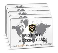 SAITECH IT RFID Blocking Card, 5 Pack RFID Blocker Card for NFC Contactless Debit/Credit Card ATM Passport Protector Ideal for Men Women with World Map Design Perfectly Fit in Wallet, Purse - White