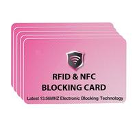 SaiTech IT RFID Blocking Card, One Card Protects Entire Wallet Purse, NFC Contactless Bank Debit Credit Card Protector ID ATM Guard Card Blocker, Pink, 5 Pcs Pink, Rfid