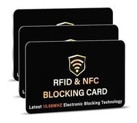 SaiTech IT RFID Blocking Card, One Card Protects Entire Wallet Purse, NFC Contactless Bank Debit Credit Card Protector ID ATM Guard Card Blocker-(Black), Black, Pack Of 3, Rfid Card