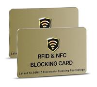SaiTech IT RFID Cards One Card Protects Entire Wallet Purse For Men & Women, Contactless Bank Debit Credit Card Protector ID ATM Guard Card - Golden, Golden, 2 Pcs Golden, Rf
