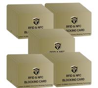 SAITECH IT RFID Blocking Cards 5 Pack Premium Contactless NFC Debit Credit Card Passport Protector Blocker Set for Men & Women, Smart Slim Design Perfectly fits in Wallet/Purse (Golden) (50)