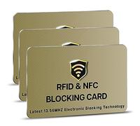 SAITECH IT RFID Blocking Cards 5 Pack Premium Contactless NFC Debit Credit Card Passport Protector Blocker Set for Men & Women, Smart Slim Design Perfectly fits in Wallet/Purse (Golden) (3)