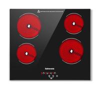 Saitravexia Electric Cooktop 24 Inch 4 Burners Built-in Electric Stove Top with Sensor Touch Control Child Safety Lock 9 Heating Power Settings, 6800 High Power, 220-240v Hard Wired