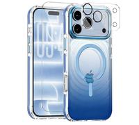Saiuxiu for iPhone 18 Pro Max Case 3 in 1, Iridescent Wave, Aurora Blue | Compatible with MagSafe, Magnetic Clear Cover with Screen and Lens Protector, Military Grade Drop Protection, Non Slip Grip