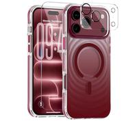 Saiuxiu for iPhone 18 Pro Max Case 3 in 1, Iridescent Wave, Aurora Burgundy | Compatible with MagSafe, Magnetic Clear Cover with Screen and Lens Protector, Military Grade Drop Protection, Non Slip Grip