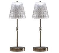 SAIWEYA Cordless Table Lamp, 5000mAh Rechargeable Battery Operated Portable Lamp, Dimmable+3 Colors LED Touch Control, Vintage Crystal Lamp for Bedroom, Kitchen, Bar, Office