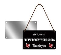 Saiwithend Please Remove Your Shoes Sign, 12 x 6 Inches Aluminum No Shoes Sign for House, Take Them Off Front Door Black Wall Art Metal Farmhouse Rustic Home Porch Decoration Housewarming Gift