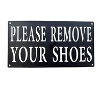 Saiwithend Please Remove Your Shoes Sign, Kindly Take Your Shoes Off Sign for Front Door Black Wall Art Metal Iron Decoration for House Farmhouse Rustic Home Porch Housewarming Gift 12 x 6 Inches