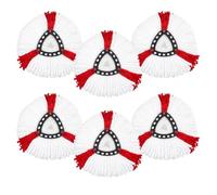 SaiXuan Replacement Mop Head, Pack of 6 Microfibre Mop Pads, 136 g, White/Red, Compatible with Vileda Turbo 2-in-1 and EasyWring