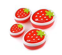Saiyana 4 Pcs Reusable Strawberry Shaped Bento Boxes with Lids for Work, School, Picnic, Camping