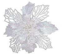Saiyana Poinsettia Flowers With Stems For Christmas Tree Faux Flowers New Year Ornaments Wreath Decorations Artificial Flowers For Home Decor Indoor Farmhouse White Blue Pink