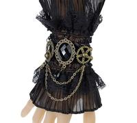 Saiyana Victorian Steampunk Wrist Cuffs Fake Sleeve Gear Chain Crystals Bracelet Fingerless Lace Gloves Wristband For Women Lace Pirate Gloves