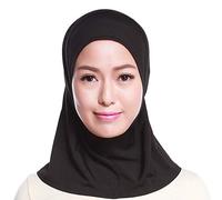 Saiyana Womens Cotton Mini Hijab for Head Scarf Solid Color Full Cover Inner Islamic Arab Wrap Shawl Turban Hat Headw (black)
