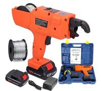 SAIYERUS Rebar Tie Gun, Rebar Tier Tying Machine, Automatic Rebar Tying Tool Rechargeable Handheld Rebar Tier Kit, Electric Bar Tie Tools 8-34mm/30-60mm, with 2 batteries and Toolbox,8-34mm