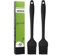 saizone Silicone Basting Pastry Brush Grill Brush Pastry Cooking Brush Oil Baking Brushes Heat Resistant Kitchen Cooking Tools Black Color 8inch(2pcs)