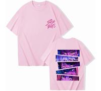 Saja Boys T-Shirt K-POP D-Demon Anime H-Hunters Printed Short Sleeve Unisex Fashion Casual Tee Men's Women's Summer Tops-Pink||x_s
