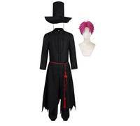 Saja Cosplay Costume Saja Romance/Jinu/Mystery/Abby Cosplay Outfit Long Black Uniform Trousers Full Set With Top Hat, Anime Cosplays Band Idol Star Costume Halloween Christmas Carnival Outfit