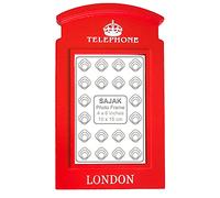 SAJAK 4x6 London Red Telephone Box Photo Frame - Tabletop Desktop Photo Holder for Home Decor, a British Collectible Souvenir & Travel Gift Idea for Your England Memorabilia