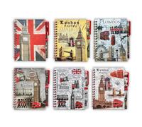 SAJAK A6 London Notebooks with Pens - Set of 6