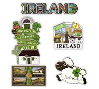SAJAK Ireland Souvenirs 3D Wooden Fridge Magnets - 5 Pack Assorted Irish Attractions & Symbols | Gifts from Ireland Home Decor | Kilkenny Castle, Cliffs of Moher, Shamrock UK Travel Keepsake