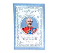 SAJAK King Charles III Coronation Tea Towel, 100% Cotton Commemorative Kitchen Towel, Royal Souvenir Gift, 48 x 72 cm