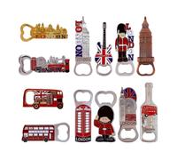 SAJAK London Bottle Opener Fridge Magnets - Collectible 3D Metal Magnets Featuring Iconic British Landmarks, Decorative Souvenir Gift for Office, Home, and Kitchen Keepsakes Set of 12