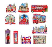 SAJAK London Fridge Magnets - Collectible 3D Wooden Magnets Featuring Iconic London Landmarks, Decorative British Souvenirs Gift for Office, Home, and Kitchen Keepsakes, Set of 10