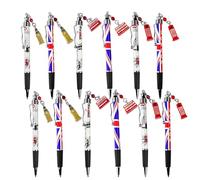 SAJAK London Souvenir Charm Pens, Pack of 12 - Big Ben, Bus & Phone Box | 12 London charm pens - Big Ben, Red Bus & Telephone Box charms on every pen