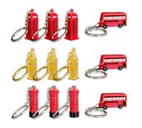 SAJAK London Souvenir Keyrings - Set of 12 Miniature 3D Metal Charms - Big Ben, Bus, Post Box & Phone Booth - Collectible Decorative Key Chain Organizer UK Travel Keepsake Gift & British Party Favours