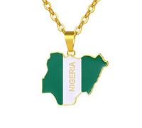 Sajayea Nigerian Necklace Pendant for Women Men African Map Nigerian Jewelry Gift, 3cm/1.18 inches*4cm/1.57 inches, Stainless Steel, No Gemstone