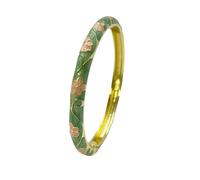 SAJMAKUWLA Cloisonné bracelet, Cloisonne Enamel Thin Flower Bangle Spring Hinged Cuff Bracelets for Women Chinese Ethnic Traditional Handcrafts Jewelry(Light Green)