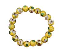SAJMAKUWLA Cloisonné bracelet, Color Fine Cloisonne Enamel Stretch 10mm Round Beads Bracelets for Women Traditional Handicrafts(Black-10mm Beads)