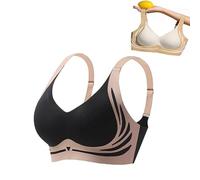 SAJOGQ Lifting Anti-Sagging Wireless Push-up Bra, Wireless Push-Up Bra,Push-Up Back Smoothing Bra (Black,XL)