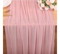 SAJOO 10FT Dusty Pink Chiffon Table Runner 30x120 Inches Sheer Wedding Runner Tulle Romantic Rustic Table Runner for Gender Reveal Party Decor