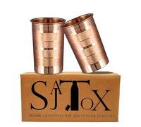 SAJTOX Pure Copper Glass for Drinking Water Set of 2 - Tumbler Copper Cup Set for Ayurveda Health Benefits (11 fl Oz) 312 ml