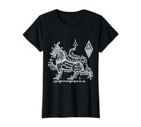 Sak Yant Singha Lion Tattoo Ki Lane Thailand Power Yantra Value Graphic T-Shirt, Women, Black, XL