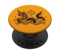 Sak Yant Tattoo Naga Serpent Protection Love Yantra Thailand PopSockets Adhesive PopGrip