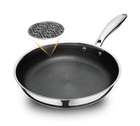 SAKAMOSH 24CM Non Stick Frying Pans, Hybrid Ceramic Stainless Steel Pan, Skillet with Stay-Cool Handle, Non Toxic, PFAS PFOA PTFE Free, Dishwasher & Oven Safe, Induction, Compatible with All Cooktops