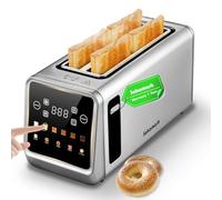SAKAMOSH 4 Slice Smart Toaster with Touch Screen Control, Extra Long Wide Slots, 6 Tan Levels and 5 Bread Types, Memory Function, Defrost